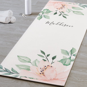 Tapete De Yoga Flor rosa pálido personalizado