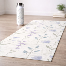 Tapete De Yoga Flor Selvagem Aquarela Roxo Azul