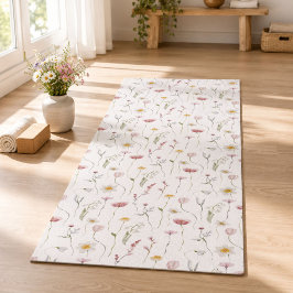Tapete De Yoga Flor silvestre em aquarela rosa empoeirada