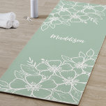 Tapete De Yoga Flor Verde Personalizado<br><div class="desc">Um adorável tapete floral de ioga. Um olhar simples e moderno para uma vibração elegante e na moda. Uma tipografia brincalhona para o nome de personalizar este tapete de ioga botânico. Um olhar feminino faz disto um presente excelente para os iogis na sua vida. A parte divertida disso é que...</div>