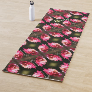 Tapete De Yoga Flor Vermelho Em Padrão De Luz Solar Personalizado