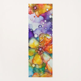 Tapete De Yoga Floral and Bubbles Alcohol Ink Abstract