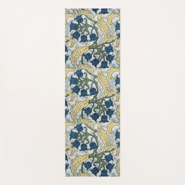 Tapete De Yoga Floral Blue Flowers Lily Valley Repetindo (Frente)