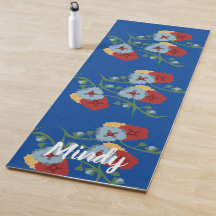 Tapete de Yoga Floral Botânico Folclórico