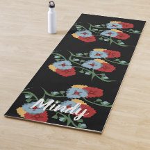 Tapete de Yoga Floral Botânico Folclórico