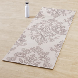 Tapete De Yoga Floral Clássico de Aquarela em Damask Bege Suave