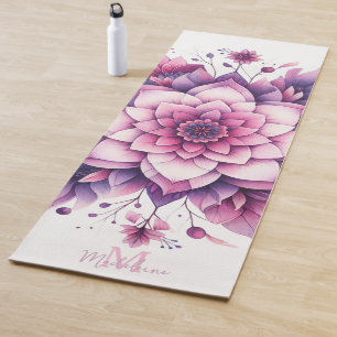 Tapete De Yoga Floral Mandala Chic Elegant Zen Name Monograma