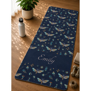 Tapete De Yoga Floral Moth Butterfly Padrão Yoga Mat