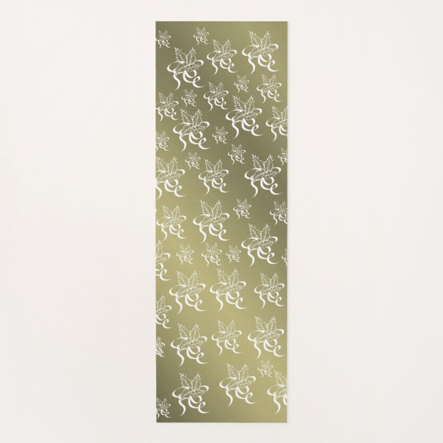 Tapete De Yoga floral + padrão, poinsettia, desenho, branco, (Frente)