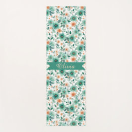Tapete De Yoga Floral Personalizado Verde Primavera Vintage