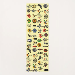 Tapete De Yoga Floral popular e aves coloridas