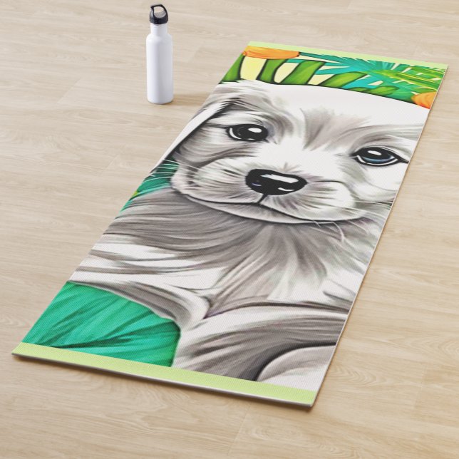 Tapete De Yoga Floral Puppy Art (In Situ)