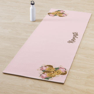 Tapete De Yoga Floral Rosa