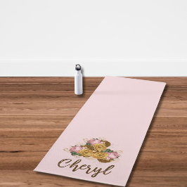 Tapete De Yoga Floral Rosa