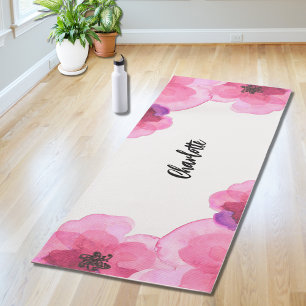 Tapete De Yoga Floral Rosa Personalizado