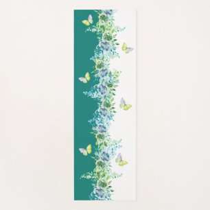 Tapete de Yoga Floral Verde Turquesa 