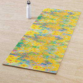 Tapete De Yoga Flores bonito Amarelo e Vermelho com Turquesa