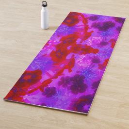 Tapete De Yoga Flores bonito de Phlox Roxo e Jardim Vermelho
