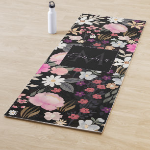 Tapete De Yoga Flores Brancas Rosa-Rosa-Elegante Tinta Floral Boh