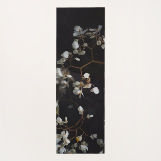 Tapete De Yoga Flores Brancas Temperamentais (Verso)