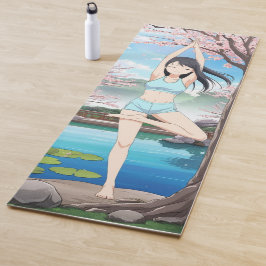 Tapete De Yoga flores cerezo yoga anime manga woman girl fan art