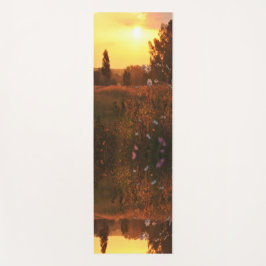 Tapete De Yoga Flores de cosmos no pôr do sol