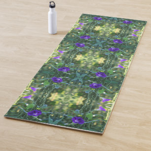 Tapete De Yoga Flores de Glória da Manhã Roxa Selvagem Abstrato