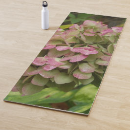 Tapete De Yoga Flores de Hortênsia de Outono com Folhas de Hosta 