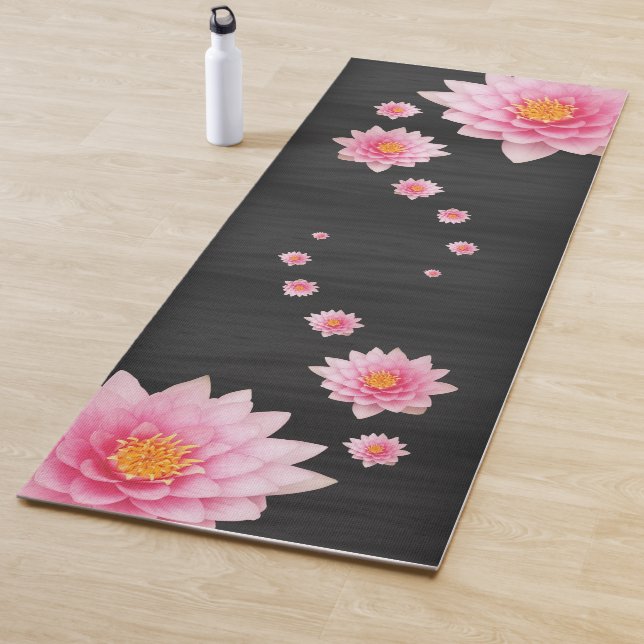 Tapete De Yoga Flores de Lotus Rosa Flutuantes Elegantes (In Situ)