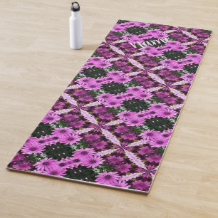 Tapete De Yoga Flores de margarida roxas Abstrato personalizadas