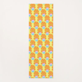 Tapete De Yoga Flores De Mola Laranja E Rosa