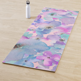 Tapete De Yoga *~* Flores de Padrão Floral de Pastel Cor-de-Rosa
