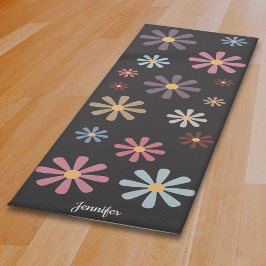 Tapete De Yoga Flores de Pastel Pretas