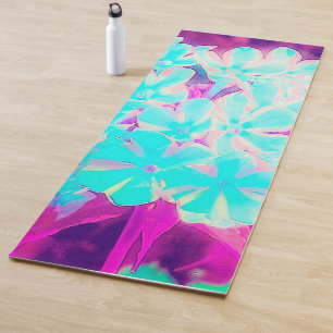 Tapete De Yoga Flores de Phlox Azuis-Peppermint Twist de Robin