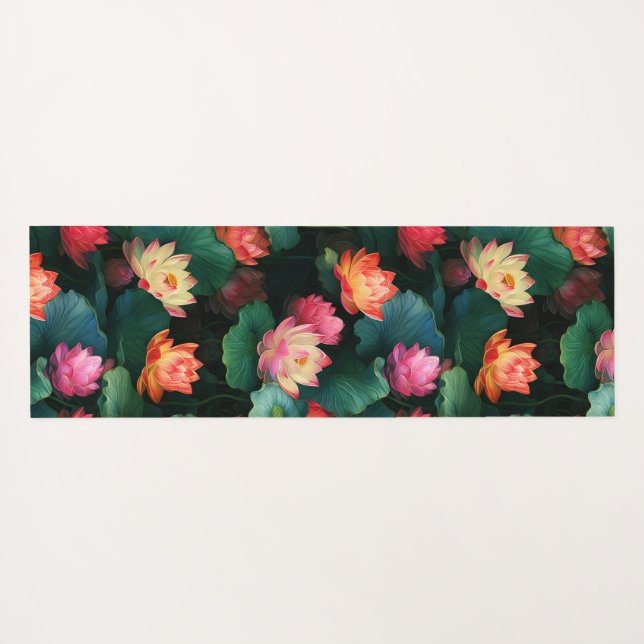 Tapete De Yoga Flores Eetéreas De Lotus Rosa, Art Nouveau Inspira (Verso (Horizontal))