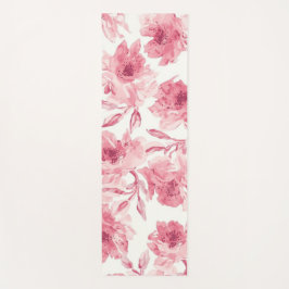 Tapete De Yoga Flores Rosa Bege Pintadas a Aquarela Floral Arejad