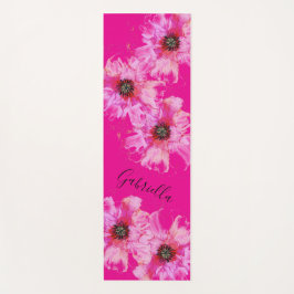 Tapete De Yoga Flores Rosa Brilhantes Com Nome
