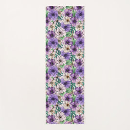 Tapete De Yoga Flores roxas e rosa