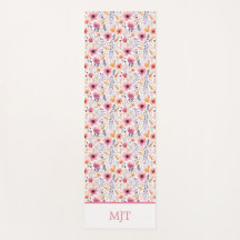 Flores Silvestres Boho Monograma Rosa Roxo Laranja