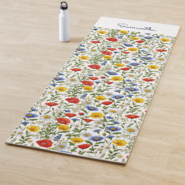 Tapete De Yoga Flores Silvestres Bonito Chic Colorido Elegante Pe