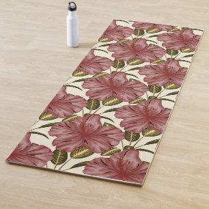 Tapete De Yoga Flores tropicais, padrão sem costura   flores verm