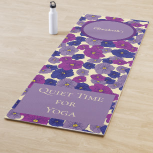 Tapete De Yoga Flores violetas, tempo de silêncio para o padrão d