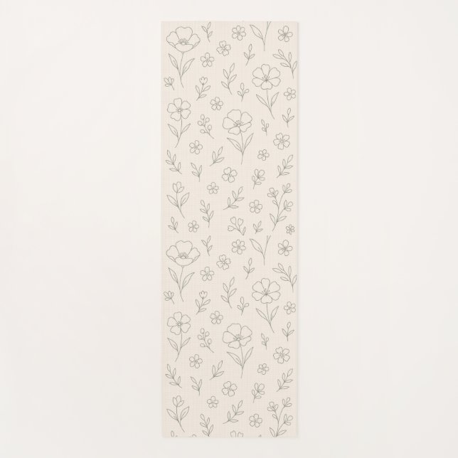 Tapete De Yoga Flower Line Drawing Mindful Minimalist (Frente)