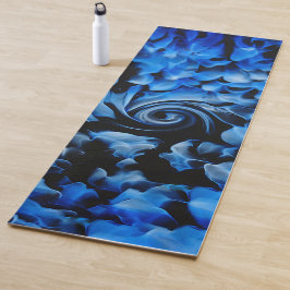 Tapete De Yoga Fluido Abstrato Preto e Azul