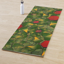 Tapete De Yoga Folhagem virtual amarelada talhada com hexágonos v