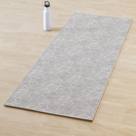 Tapete De Yoga Folhas brancas em Cinzas prateadas
