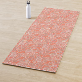 Tapete De Yoga Folhas brancas em laranja