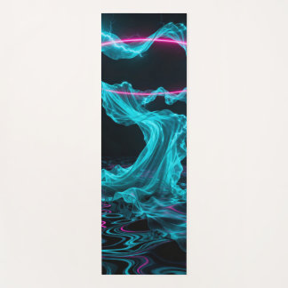 Tapete De Yoga Folhas cianas e arco magenta torto e dobra