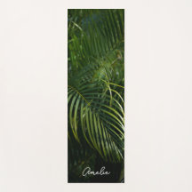Folhas da selva tropical verde & nome (2 lados)