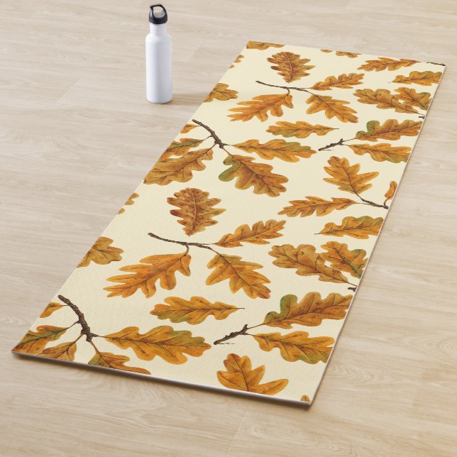 Tapete De Yoga Folhas de carvalho autóctones em branco (In Situ)